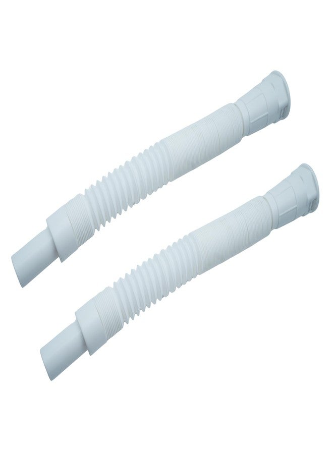 LuvBath Fitting White PVC Waste Pipe with Heavy Socket | Flexible Collapsible Drain Hose for Bathroom Basin and Kitchen Sink | 36 Inch Outlet Pipe Set of 2 - Image 1